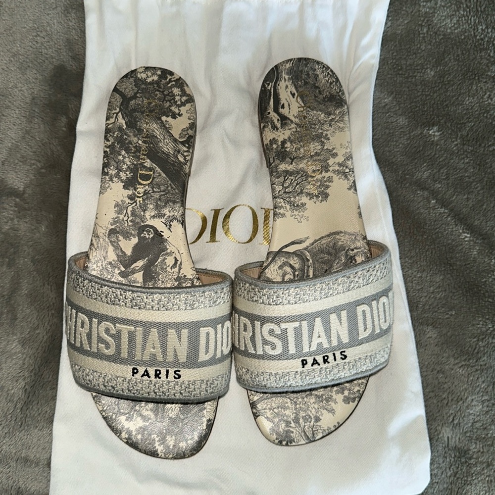 Christian Dior Dway Slide Sandals - Gray (US Size 5)